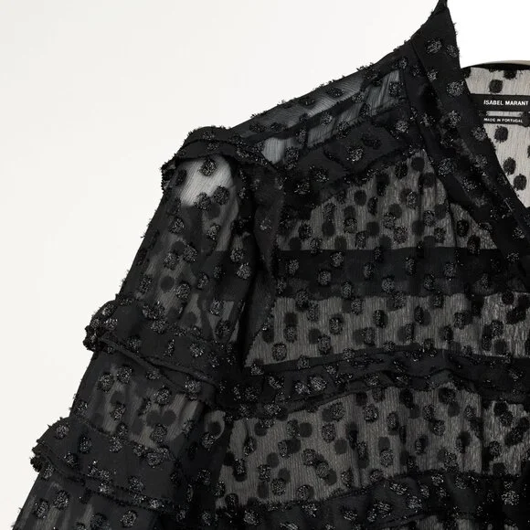 Isabel Marant AW/16 Alba Black Fil Coupé Polka Dot Blouse - Picture 5 of 11